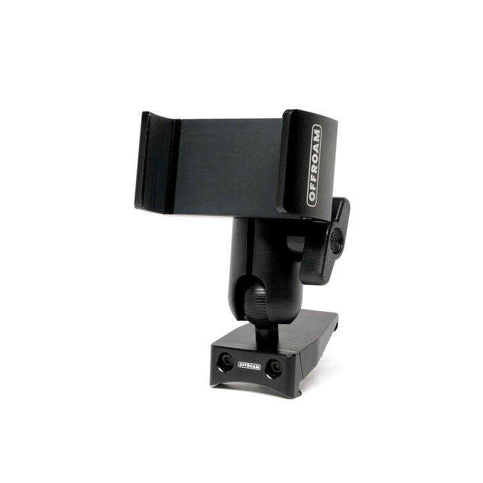 Image of Offroam Phone Mount for Mercedes-Benz CLA 2019-2025. This premium phone mount installs easily without drilling or glue. Spring loaded Universal holder for use with any phone. Perfect placement without blocking screens, driver view, or air flow. Fully adjustable positioning.