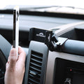 Image of Offroam Phone Mount installed securely in Mercedes-Benz Sprinter 2007-2018. This premium phone mount installs easily without drilling or glue. Spring loaded Universal holder for use with any phone. Perfect placement without blocking screens, driver view, or air flow. Fully adjustable positioning.