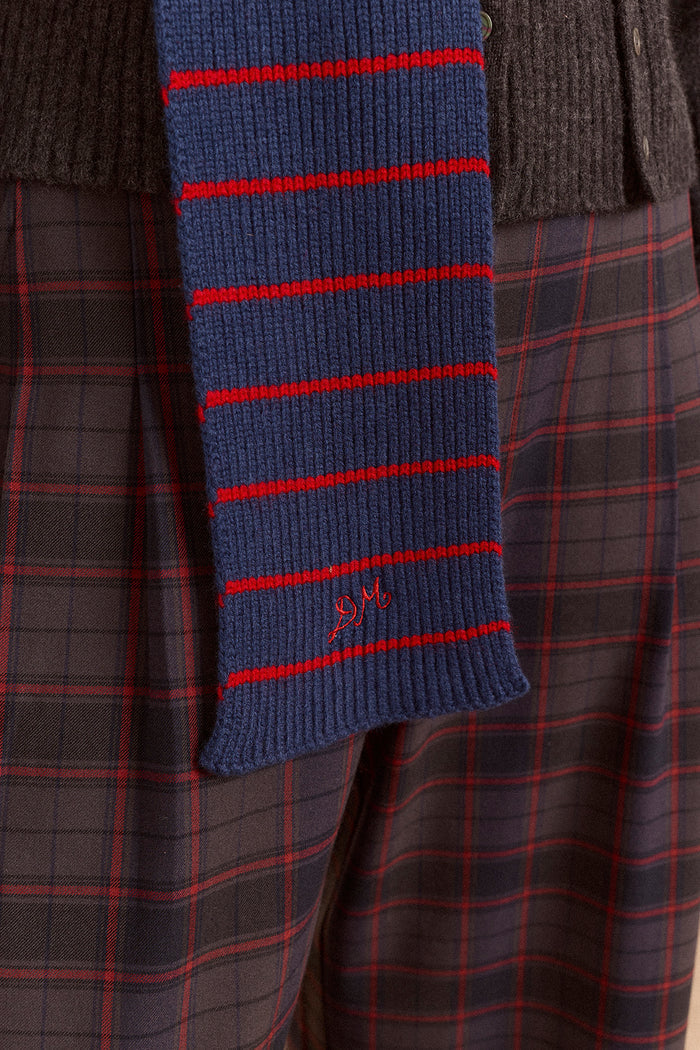 Merino Wool Hooded Scarf - Blue Stripe