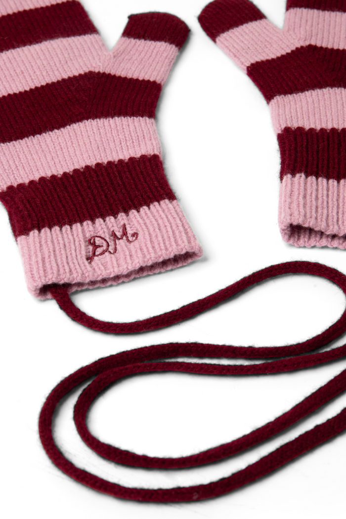Merino Wool Mittens - Pink & Red Stripe