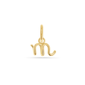 14k solid yellow gold charm of a lowercase letter in a cursive font. Round 5mm bail.