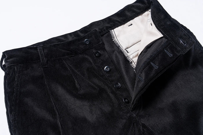 MP25105 DOUBLE-PLEAT CORDUROY TROUSERS - BLACK