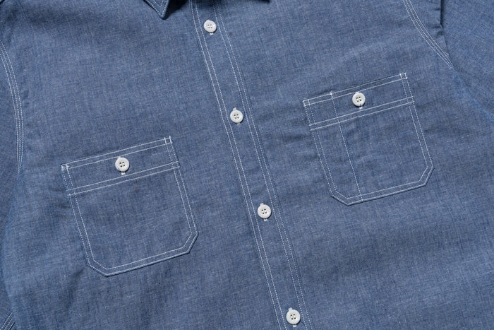 MS25104 8HU CHAMBRAY SERVICEMAN WORK SHIRT - LIGHT BLUE