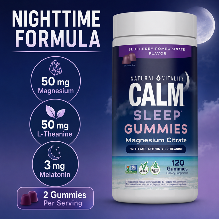 Natural Vitality SLEEP Blueberry Magnesium Gummies – 120 Count – 2-Pack