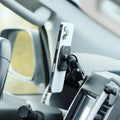 Image of Offroam MagSafe-compatible Phone Mount installed securely in Nissan Frontier 2009-2021 | Xterra 2009-2015. This premium phone mount installs easily without drilling or glue. High force magnets hold phone on any trail, road, or track. Perfect placement without blocking screens, driver view, or air flow. Fully adjustable positioning.