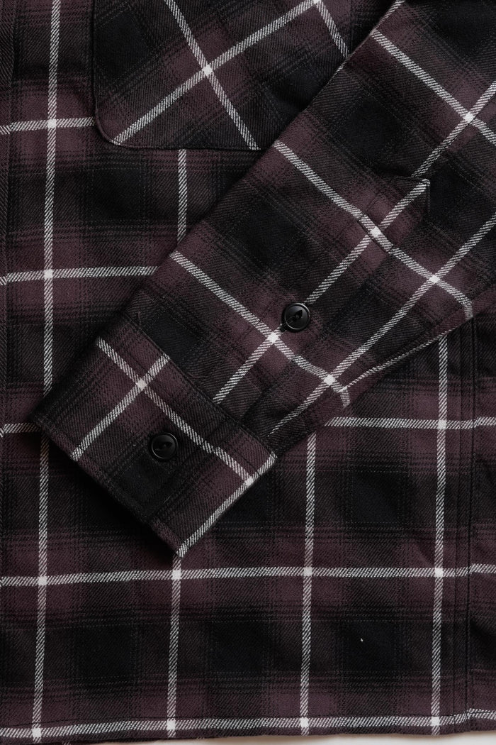Open Collar Shirt - Brown Plaid