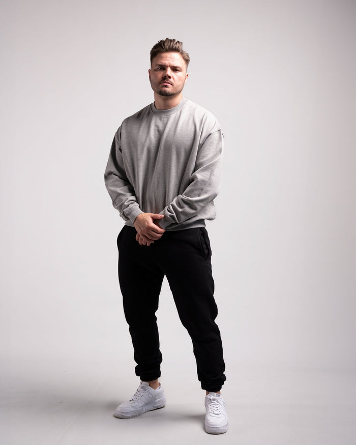 Oversized Crewneck Sweater (Grey Marl) - HQ Basics - Athletic Aesthetics