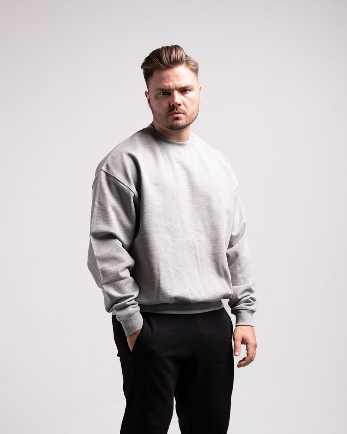Oversized Crewneck Sweater (Grey Marl) - HQ Basics - Athletic Aesthetics
