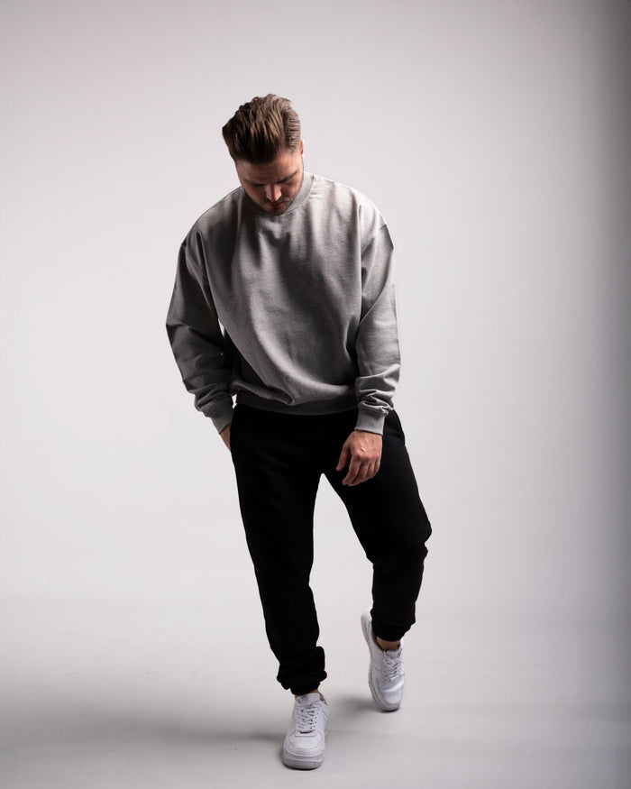 Oversized Crewneck Sweater (Grey Marl) - HQ Basics - Athletic Aesthetics