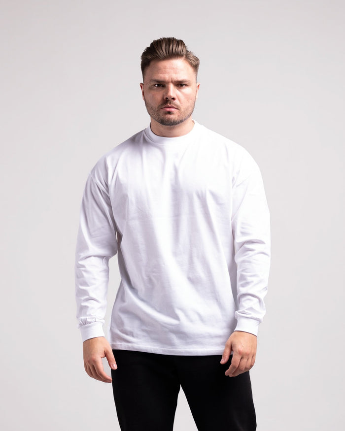 Oversized Longsleeve (White) - HQ Basics - Athletic Aesthetics