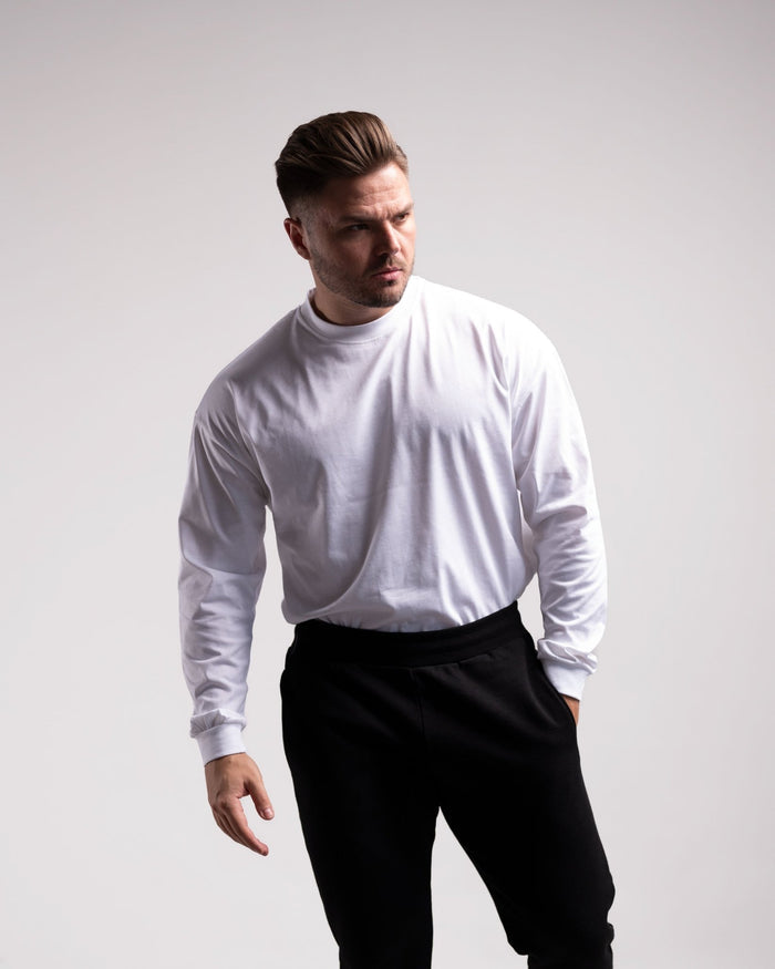 Oversized Longsleeve (White) - HQ Basics - Athletic Aesthetics