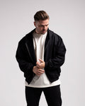 Oversized Zipped Hoodie (Black) - HQ Basics - Athletic Aesthetics