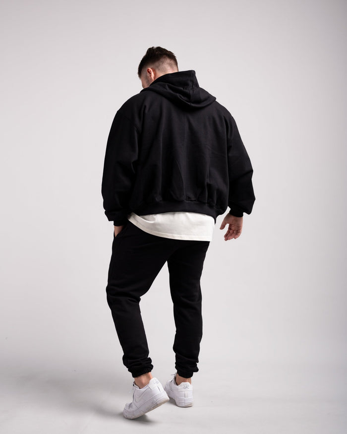 Oversized Zipped Hoodie (Black) - HQ Basics - Athletic Aesthetics