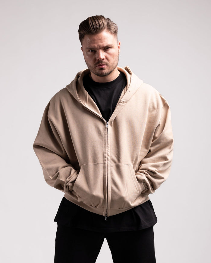Oversized Zipped Hoodie (Caramel) - HQ Basics - Athletic Aesthetics