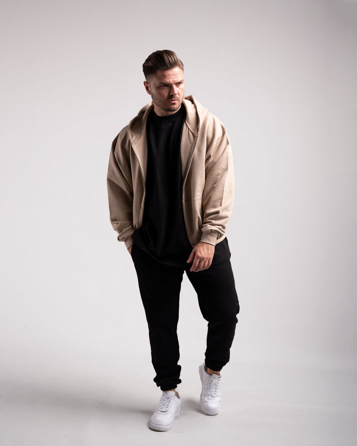 Oversized Zipped Hoodie (Caramel) - HQ Basics - Athletic Aesthetics