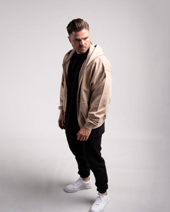 Oversized Zipped Hoodie (Caramel) - HQ Basics - Athletic Aesthetics
