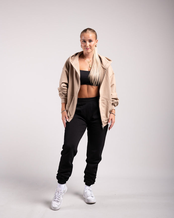 Oversized Zipped Hoodie (Caramel) - HQ Basics - Athletic Aesthetics