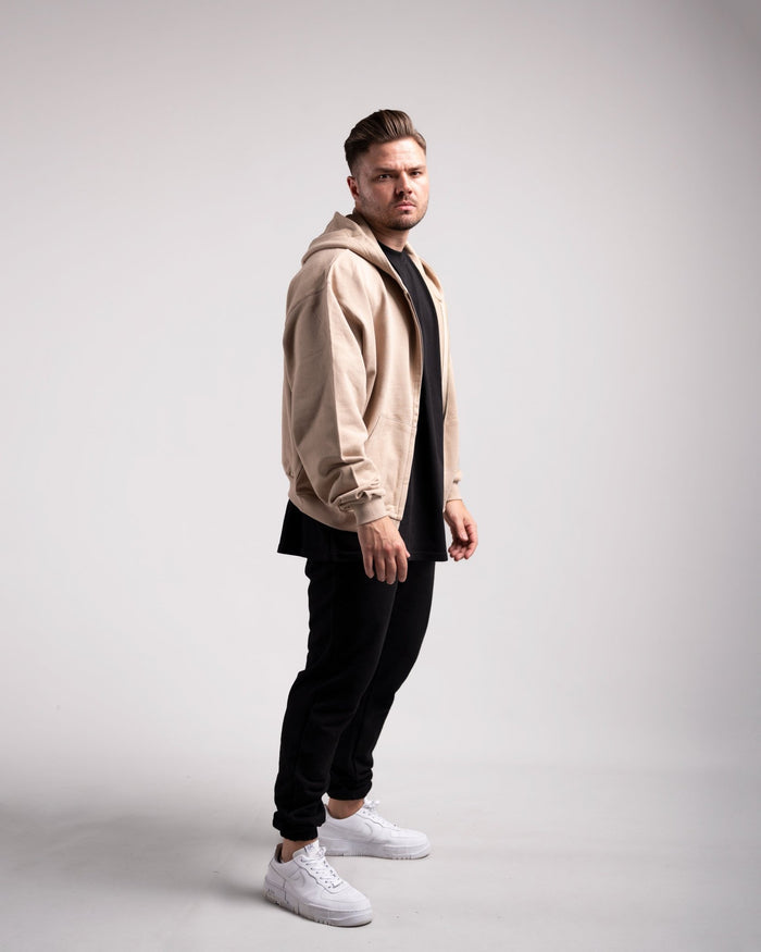 Oversized Zipped Hoodie (Caramel) - HQ Basics - Athletic Aesthetics