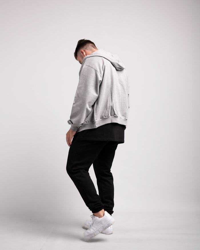 Oversized Zipped Hoodie (Grey Marl) - HQ Basics - Athletic Aesthetics