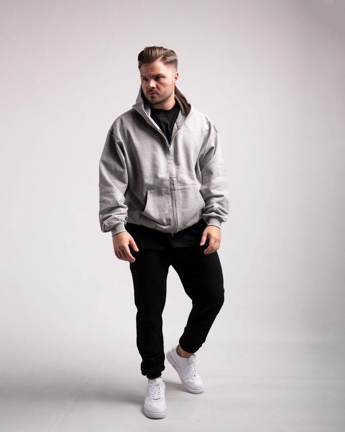 Oversized Zipped Hoodie (Grey Marl) - HQ Basics - Athletic Aesthetics