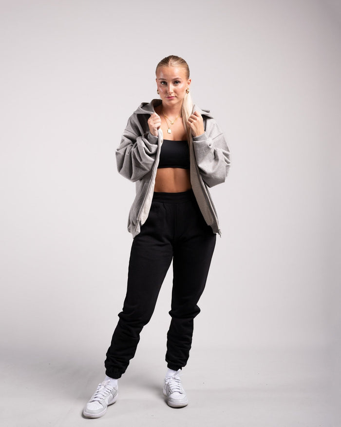 Oversized Zipped Hoodie (Grey Marl) - HQ Basics - Athletic Aesthetics