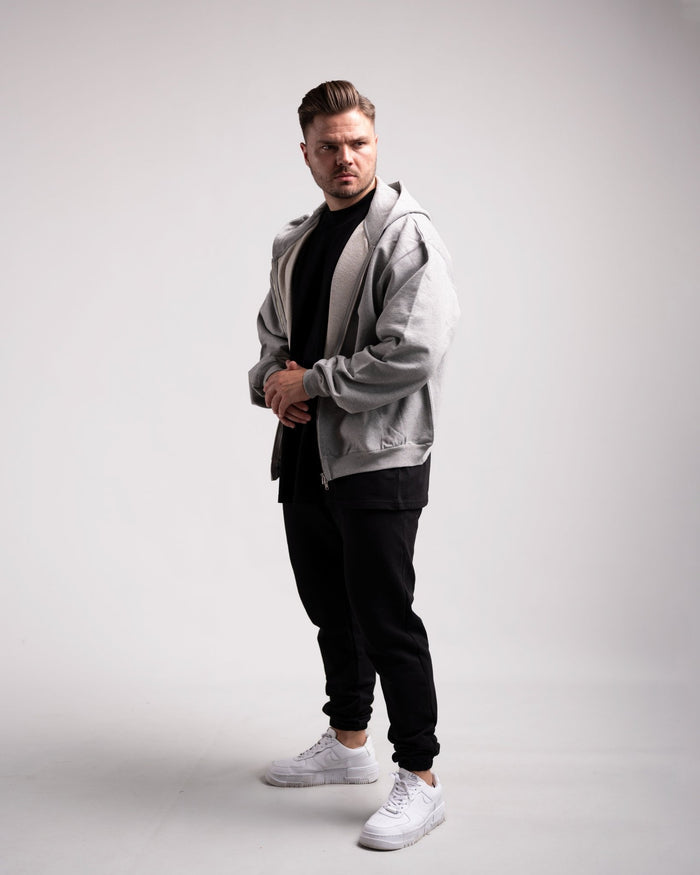 Oversized Zipped Hoodie (Grey Marl) - HQ Basics - Athletic Aesthetics