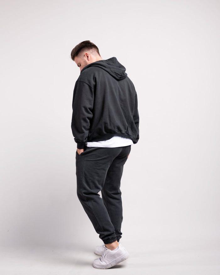 Oversized Zipped Hoodie (Vintage Black) - HQ Basics - Athletic Aesthetics
