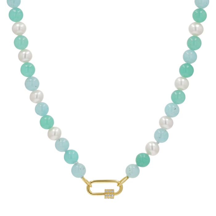 Pearl Aqua Connector Chain Necklace