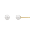 Stud earrings with white freshwater pearls and 14k yellow gold earring post
