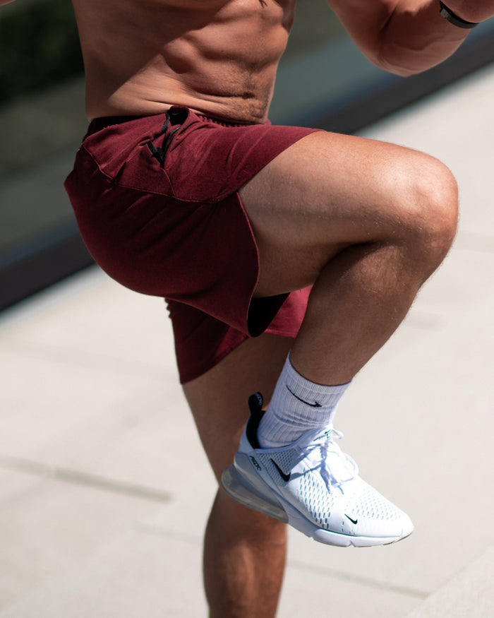 Performance Shorts 2.0 (Burgundy) - Athletic Aesthetics