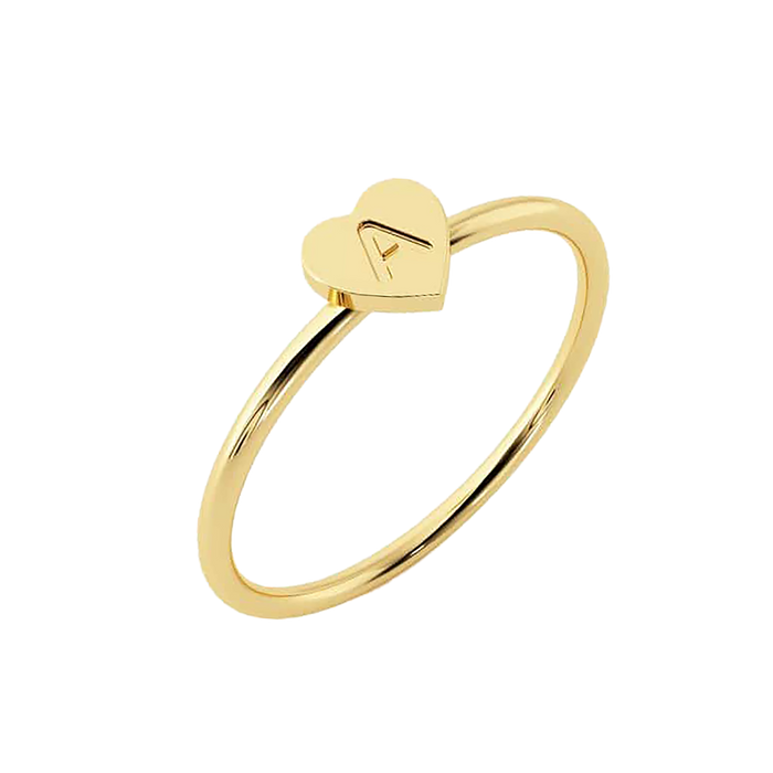 Petite Initial Heart Ring