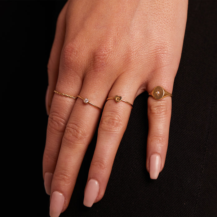 Petite Initial Heart Ring