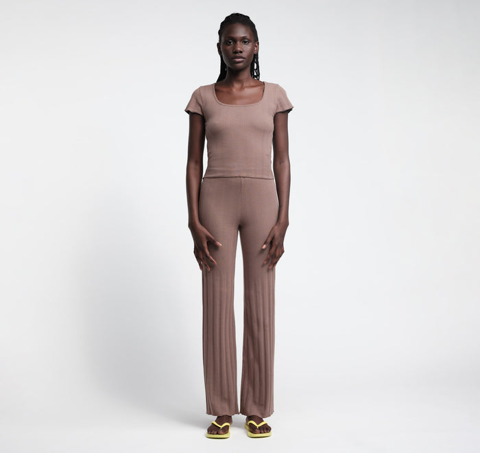 Pointelle Straight Leg Pants