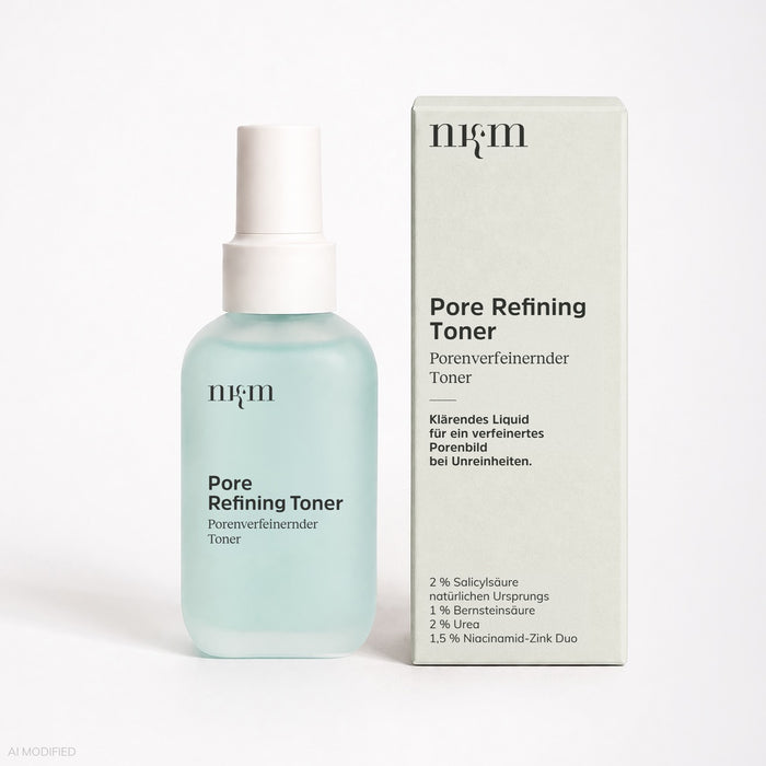Pore Refining Toner und Faltschachtel mit Infos zum Produkt