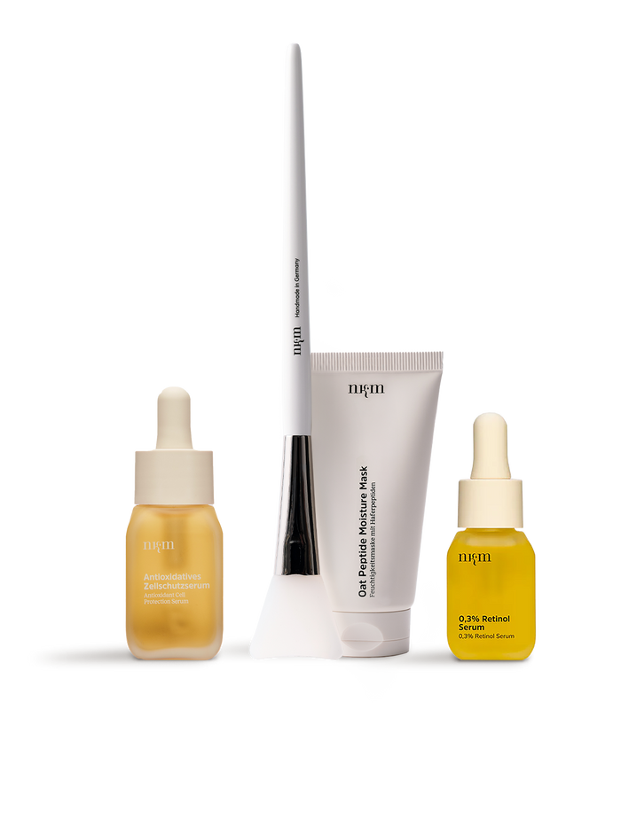 Set von nkm mit 3 Produkten und Maskenpinsel