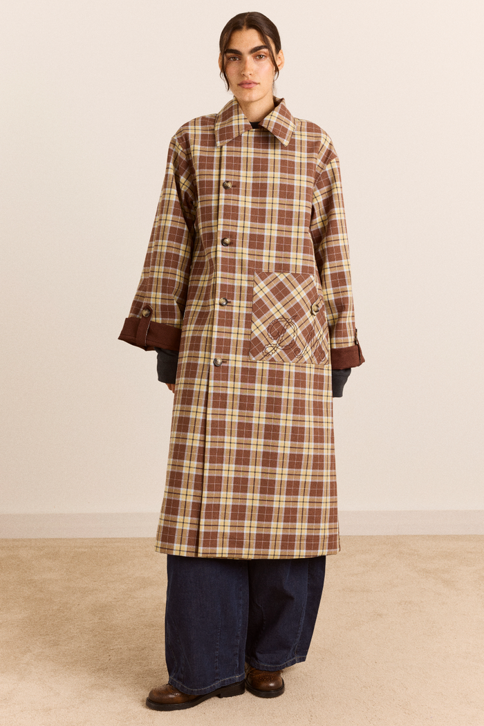 Reversible Longline Jerry Trench - Chocolate
