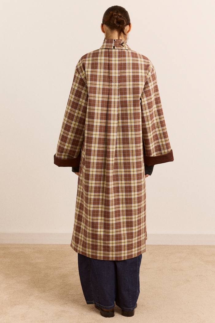 Reversible Longline Jerry Trench - Chocolate