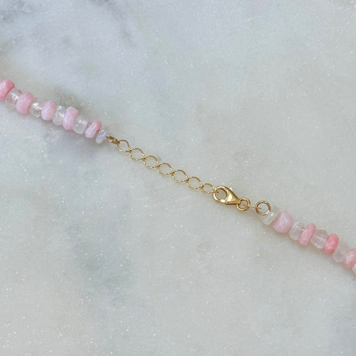 Rose Quartz and Moonstone Beaded Necklace