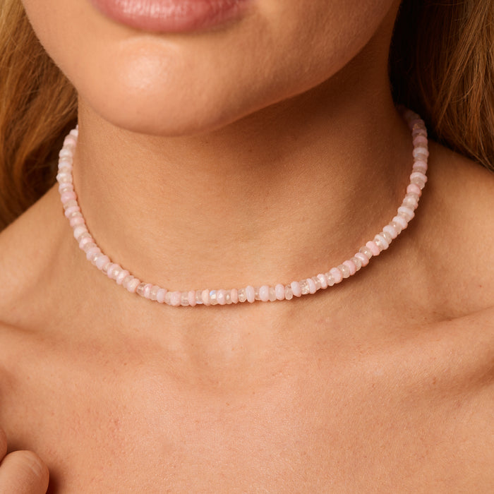 Rose Quartz and Moonstone Beaded Necklace