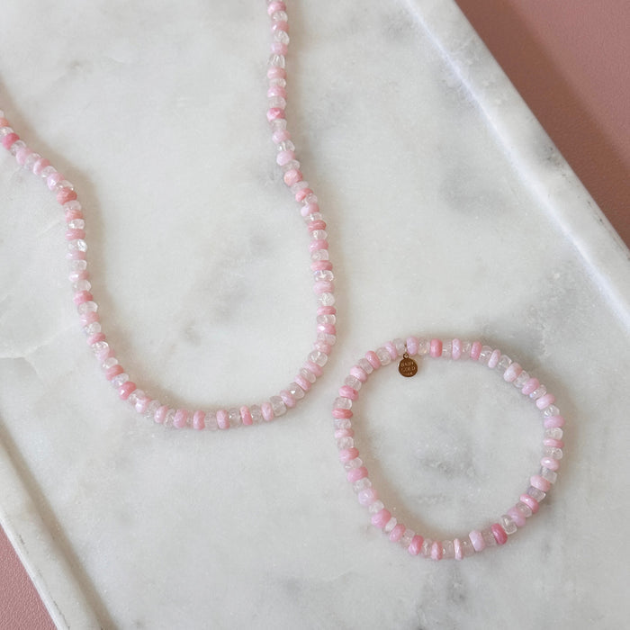 Rose Quartz and Moonstone Stretch Bracelet