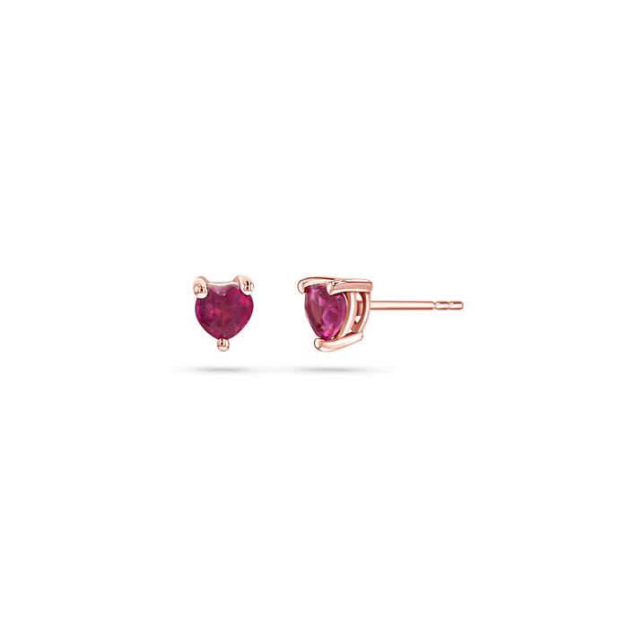 Ruby Heart Stud Earrings
