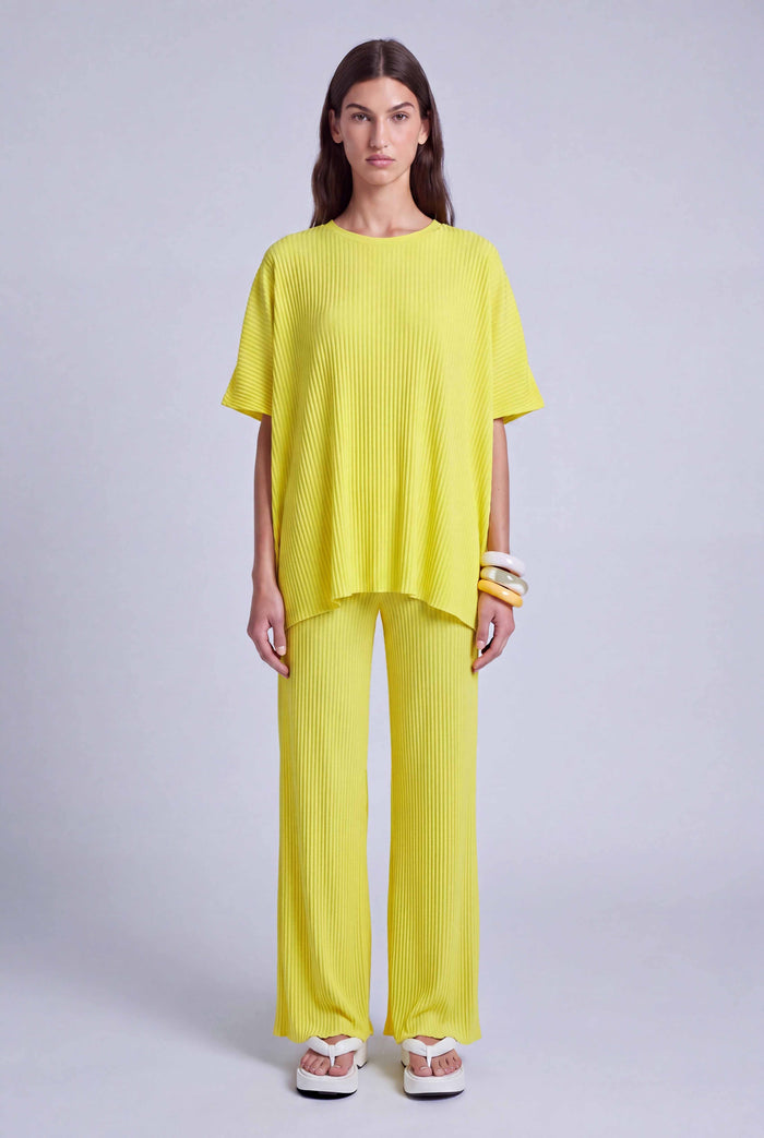 Sarı Oversize Plise T-Shirt-Y261011134