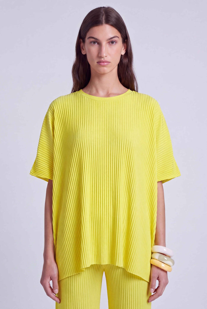 Sarı Oversize Plise T-Shirt-Y261011134