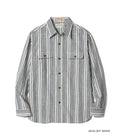SC29592 FICTION ROMANCE 5.5oz. INDIGO STRIPE WORK SHIRT - OFF WHITE
