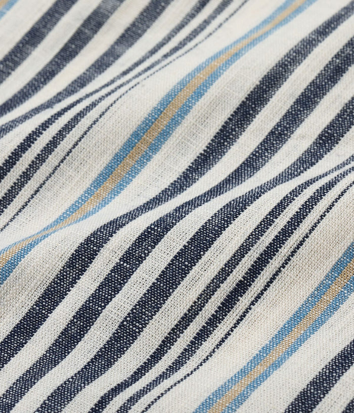 SC29592 FICTION ROMANCE 5.5oz. INDIGO STRIPE WORK SHIRT - OFF WHITE