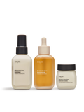 Angeordnete Produkte von nkm: Mineralischer Reiniger, Probiotisches Konzentrat, Ultrafeuchte 24h Barriere Creme
