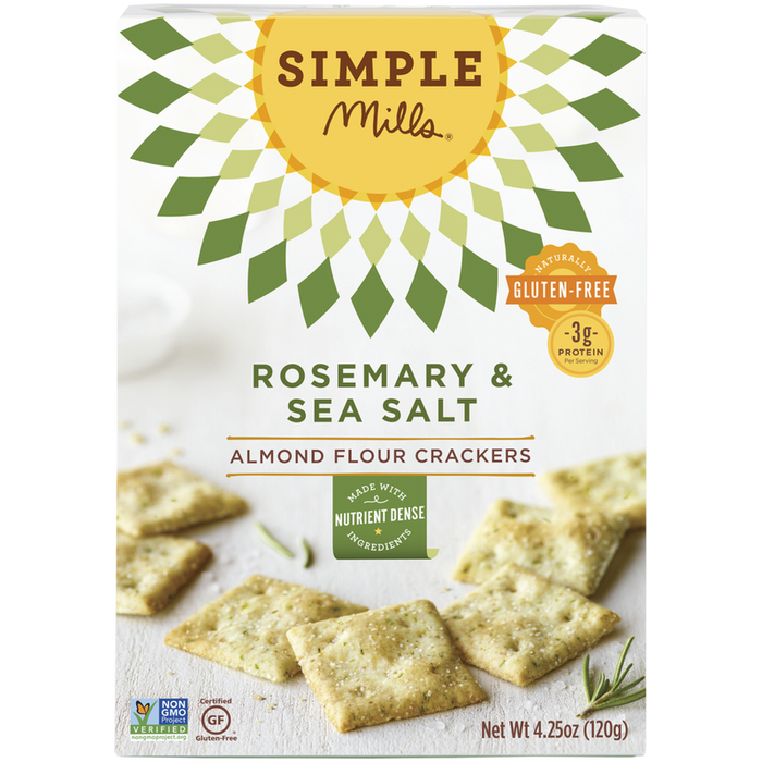 Simple Mills Rosemary & Sea Salt Almond Flour Crackers – 4.25 oz