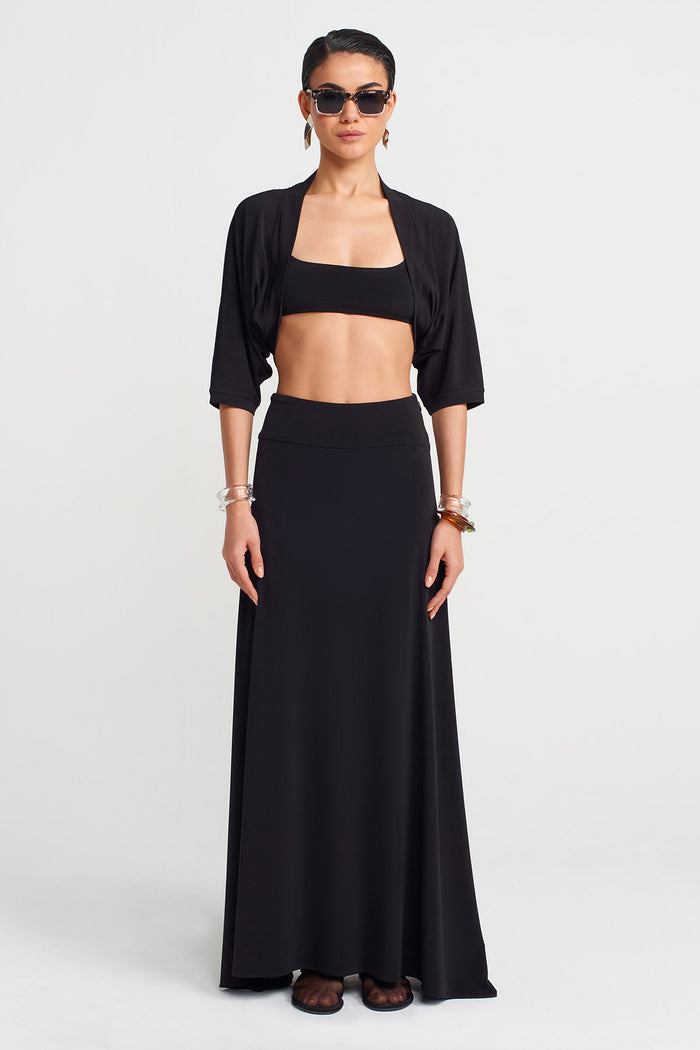 Siyah Jarse Bolero Hırka-Y265015117