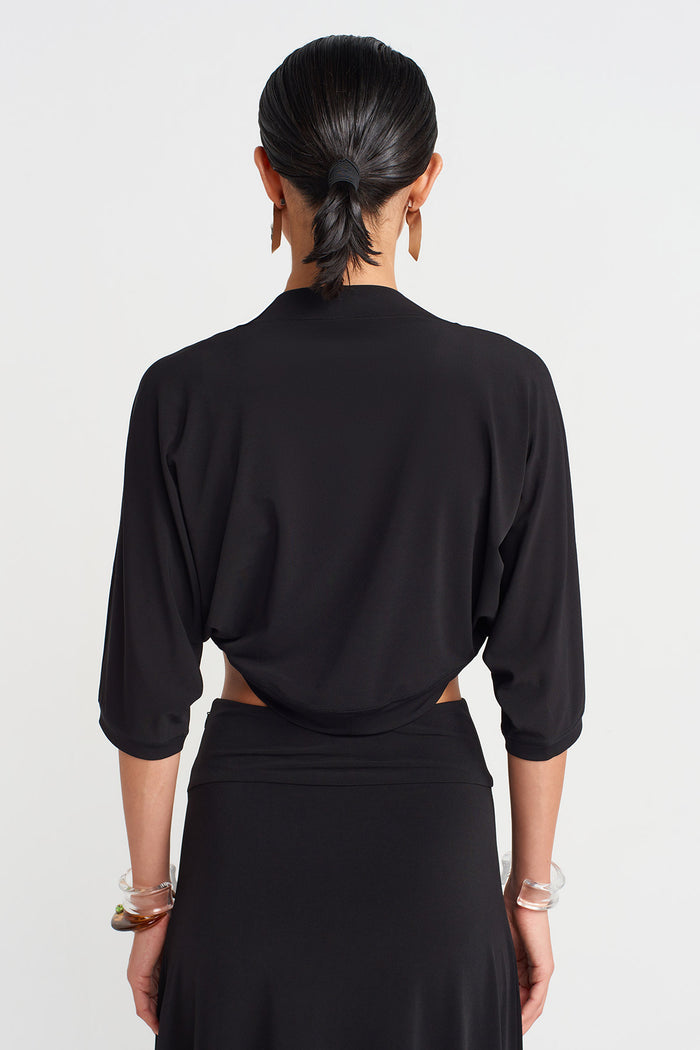 Siyah Jarse Bolero Hırka-Y265015117