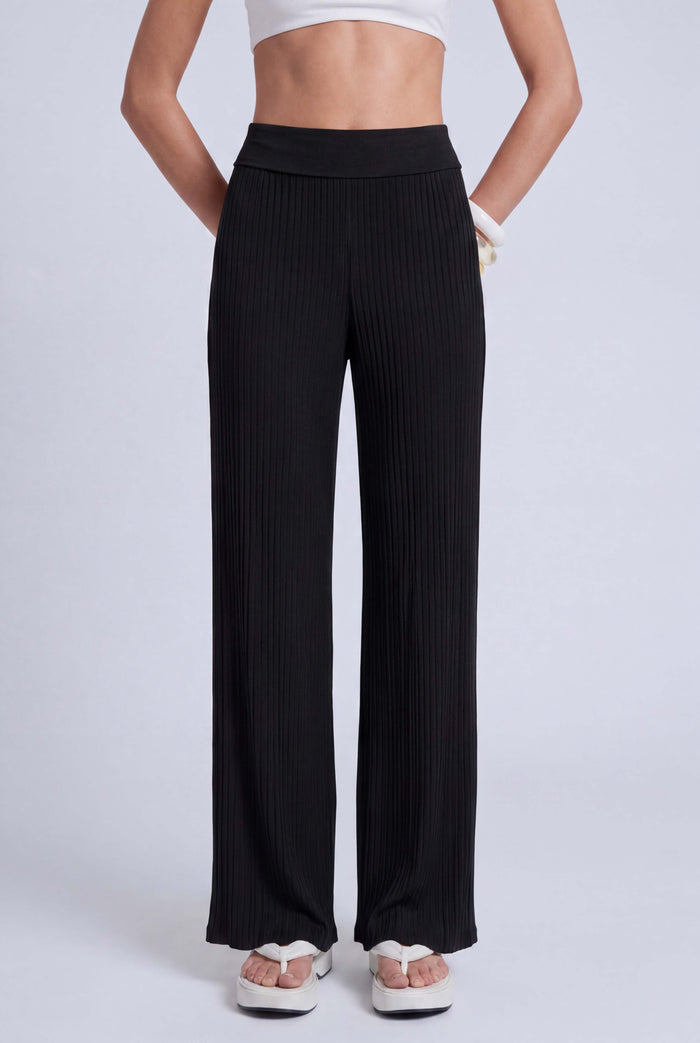 Siyah Jarse Plise Pantolon-Y263013084